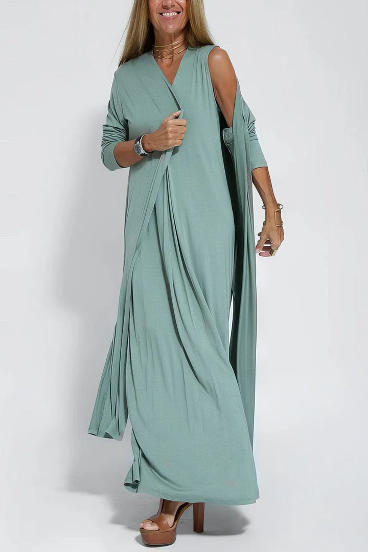 MONROE - Elegant Long Dress + Matching Cardigan FREE GIFT - YOUR ESSENCE